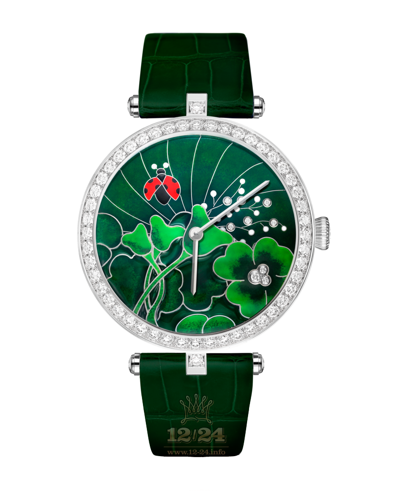 Van Cleef Poetic Complications Watch VCARO4JB00 White gold Case Green Painted Dial