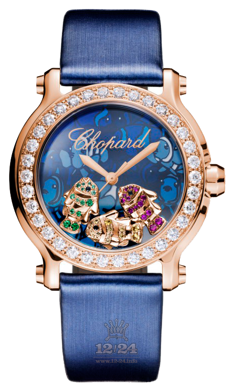 Chopard Happy Diamonds Watch 277473-5012 36 mm Pink gold Case Dark blue Dial