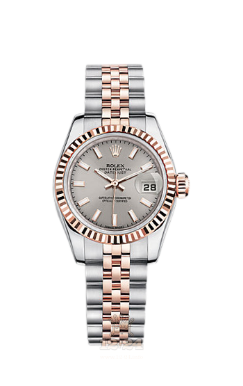 Rolex Lady-Datejust Watch 179171-0004 26 mm Steel / Pink gold Case Silver Dial