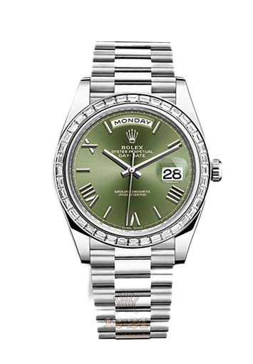 Rolex Day-Date Watch 228396tbr-0020 40 mm Platinum Case Green Dial
