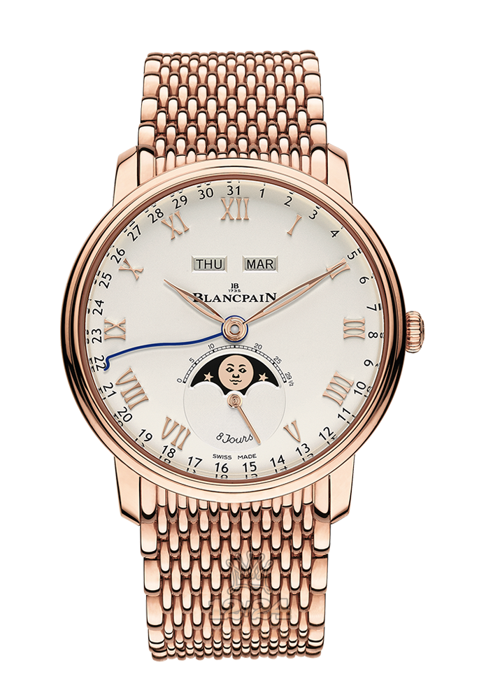 Blancpain Villeret Watch 6639-3642-MMB 42 mm Red gold Case White Dial