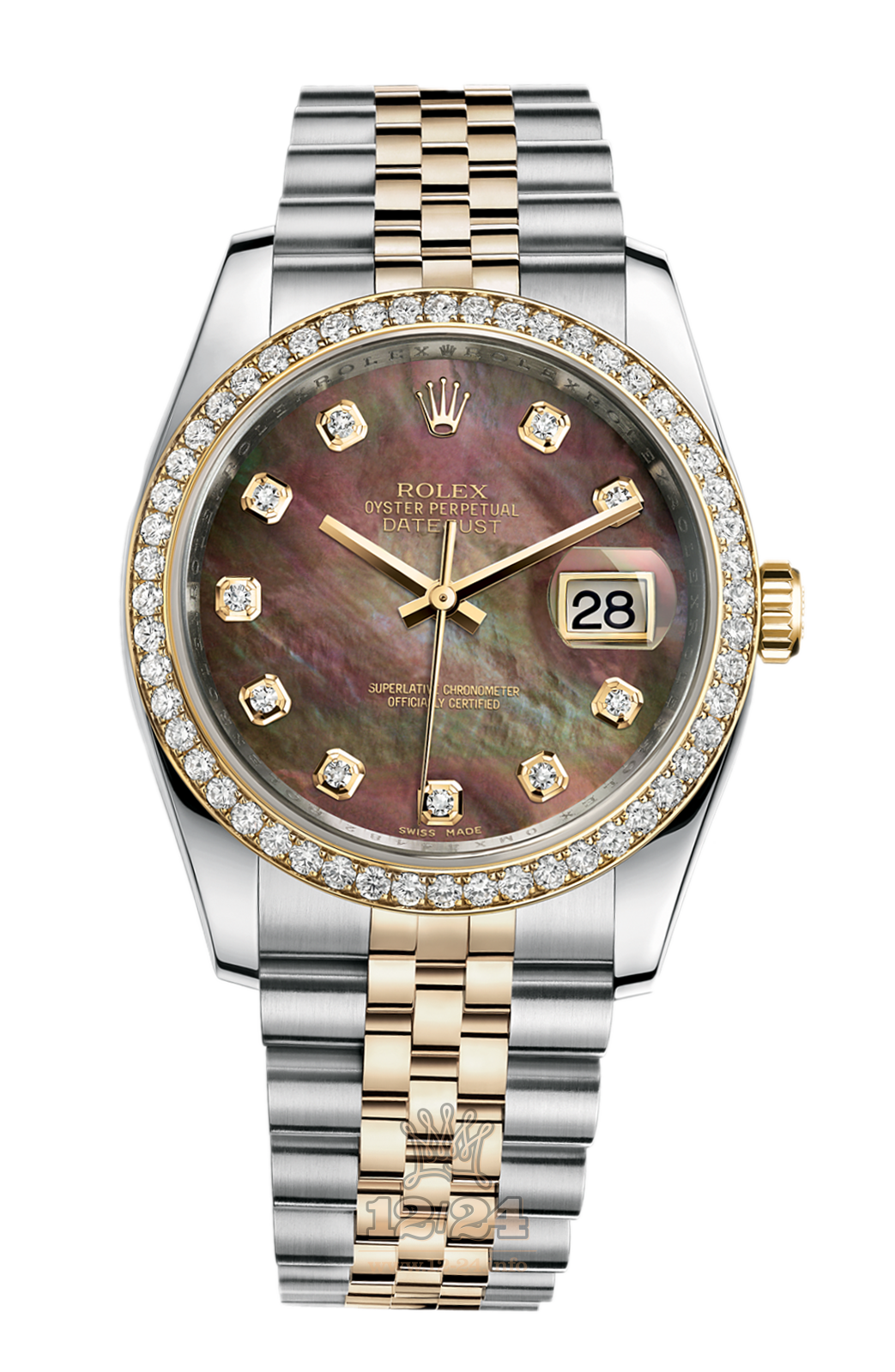 Rolex Datejust Watch 116243-0036 36 mm Steel / Yellow gold Case Black Dial