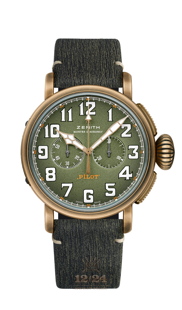 Zenith Pilot Watch 29.2430.4069/63.C813 45 mm Bronze Case Green Dial