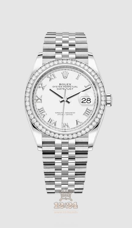 Rolex Datejust Watch 126284rbr-0017 36 mm Stainless steel White gold Case White Dial