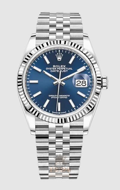 Rolex Datejust Watch 126234-0017 36 mm Stainless steel White gold Case Dark blue Dial
