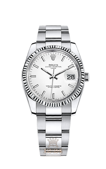 Rolex Datejust Watch 115234-0003 34 mm Steel / White gold Case White Dial