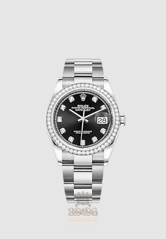 Rolex Datejust Watch 126284rbr-0020 36 mm Stainless steel White gold Case Black Dial