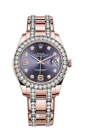 Rolex Pearlmaster Watch 86285-0003 39 mm Pink gold Case Purple Dial