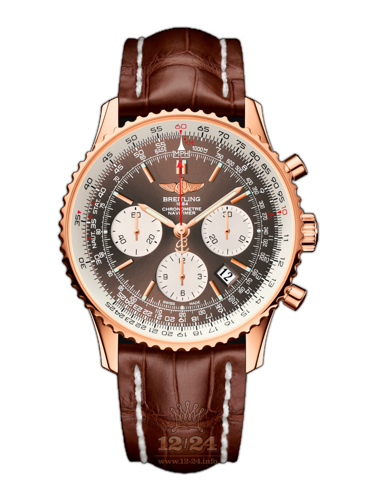 Breitling Navitimer Watch RB012012/Q606/739P/R20BA.1 43 mm Pink gold Case Gray Silver Brown (chocolate) Dial
