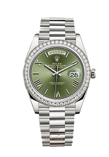 Rolex Day-Date Watch 228349rbr-0030 40 mm White gold Case Green Dial