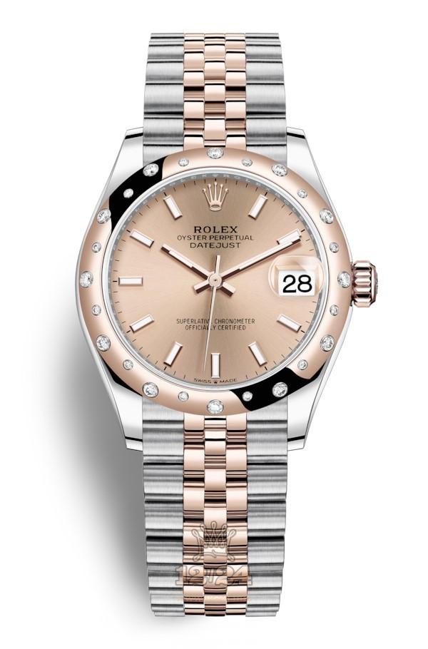 Rolex Datejust Watch 278341rbr-0010 31 mm Stainless steel Pink gold Case Pink Dial