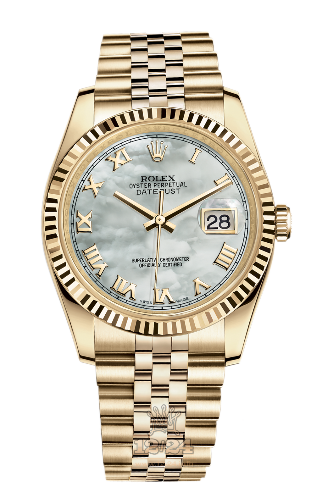 Rolex Datejust Watch 116238-0077 36 mm Yellow gold Case White Dial