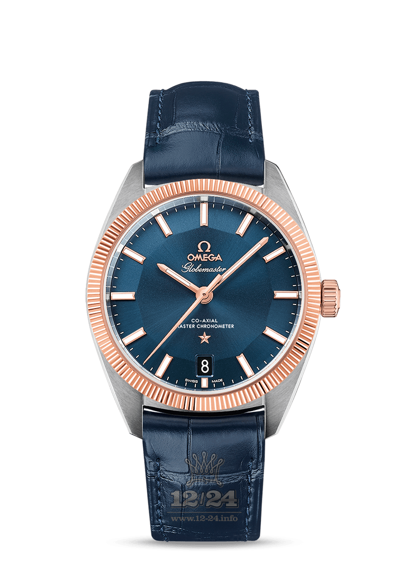 Omega Globemaster Watch 130.23.39.21.03.001 39 mm Steel / Pink gold Case Dark blue Dial