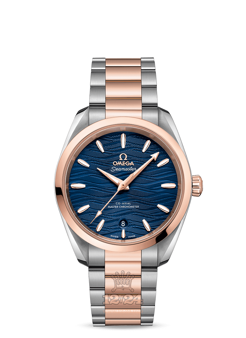 Omega Aqua Terra 150 M Watch 220.20.38.20.03.001 38 mm Steel / Pink gold Case Dark blue Dial