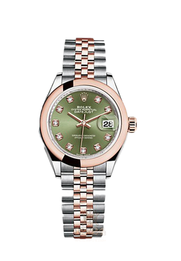 Rolex Datejust Watch 279161-0007 28 mm Steel / Pink gold Case Green Dial