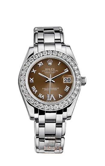 Rolex Pearlmaster Watch 81299-0034 34 mm White gold Case Brown (chocolate) Dial