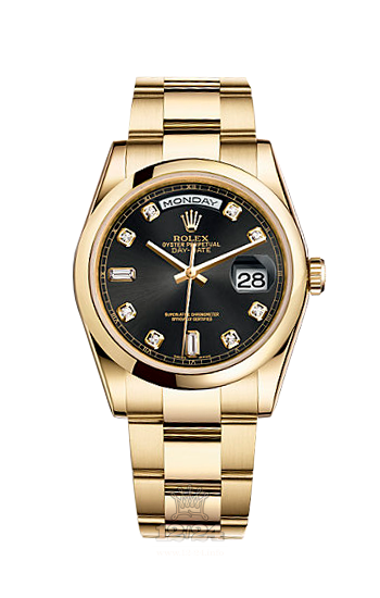 Rolex Day-Date Watch 118208-0085 36 mm Yellow gold Case Black Dial