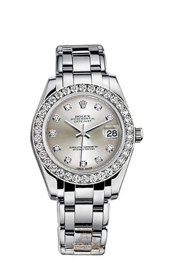 Rolex Pearlmaster Watch 81299-0002 34 mm White gold Case Silver Dial