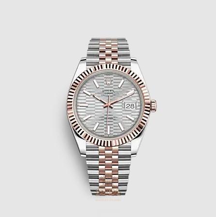 Rolex Datejust Watch 126331-0018 41 mm Stainless steel Pink gold Case Gray Silver Dial
