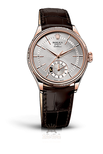 Rolex Cellini Dual Time Watch 50525-0008 39 mm Pink gold Case Silver Dial