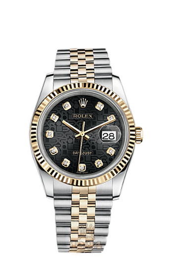 Rolex Datejust Watch 116233-0208 36 mm Steel / Yellow gold Case Black Dial