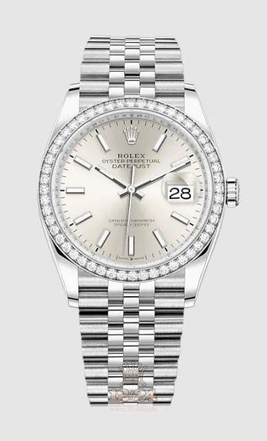 Rolex Datejust Watch 126284rbr-0005 36 mm Stainless steel White gold Case Silver Dial