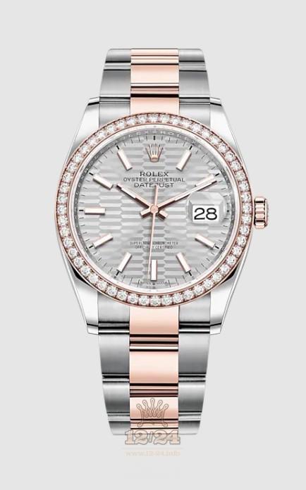 Rolex Datejust Watch 126281rbr-0022 36 mm Stainless steel Pink gold Case Gray Silver Dial