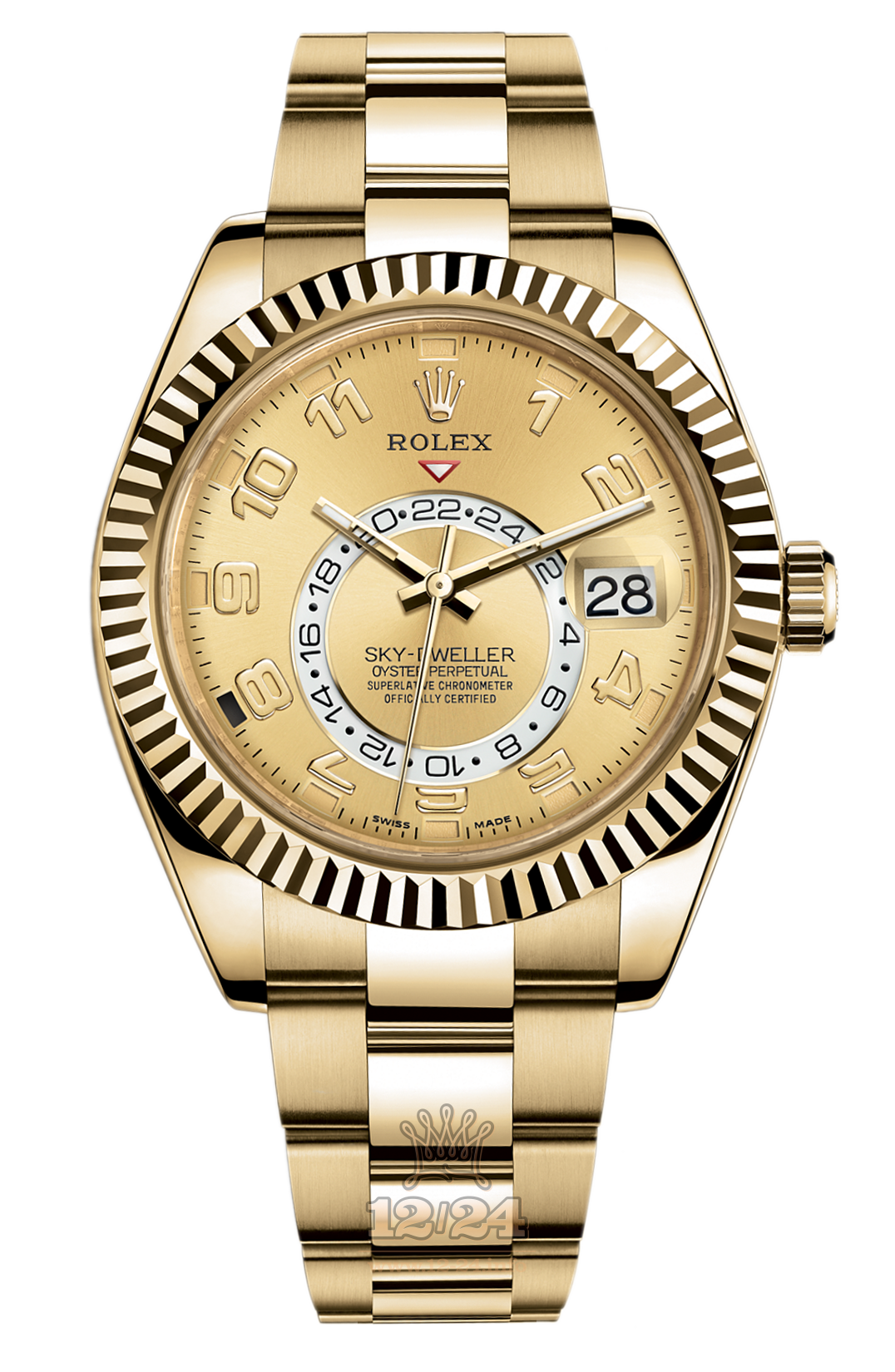 Rolex Sky-Dweller Watch 326938-0002 42 mm Yellow gold Case Golden Dial