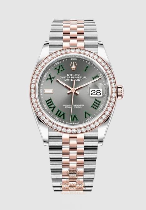 Rolex Datejust Watch 126281rbr-0017 36 mm Stainless steel Pink gold Case Gray Dial