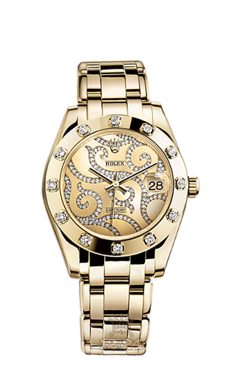 Rolex Pearlmaster Watch 81318-0025 34 mm Yellow gold Case Golden Dial