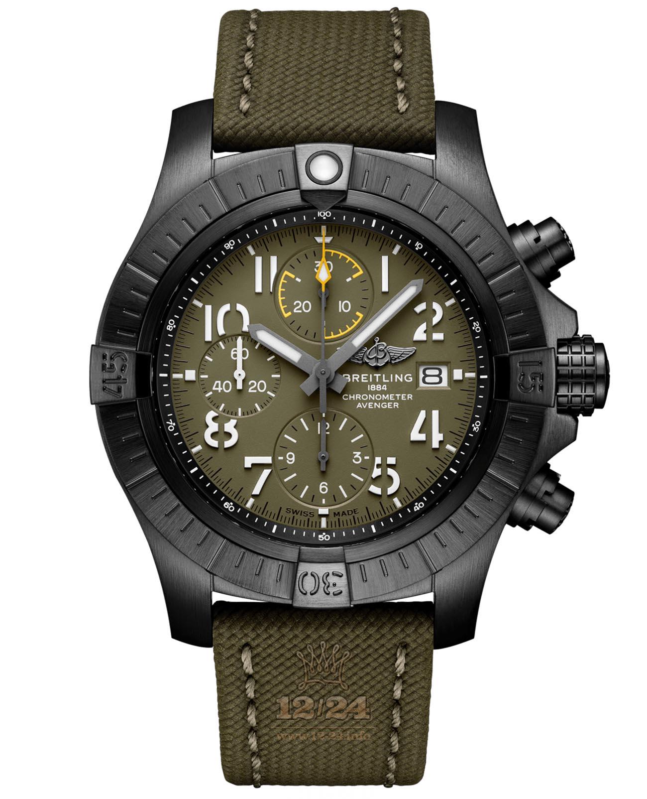Breitling Avenger Watch V13317101L1X2 45 mm Titanium DLC coating Case Green Dial