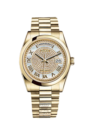 Rolex Day-Date Watch 118208-0313 36 mm Yellow gold Case White Dial