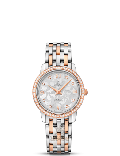 Omega Prestige Watch 424.25.27.60.52.001 27 mm Steel / Pink gold Case Silver Dial