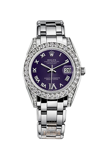 Rolex Pearlmaster Watch 81159-0046 34 mm White gold Case Purple Dial