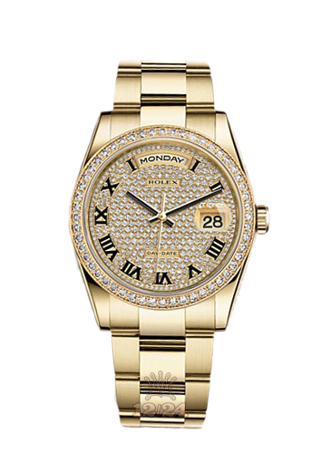 Rolex Day-Date Watch 118348-0226 36 mm Yellow gold Case Silver Golden Dial