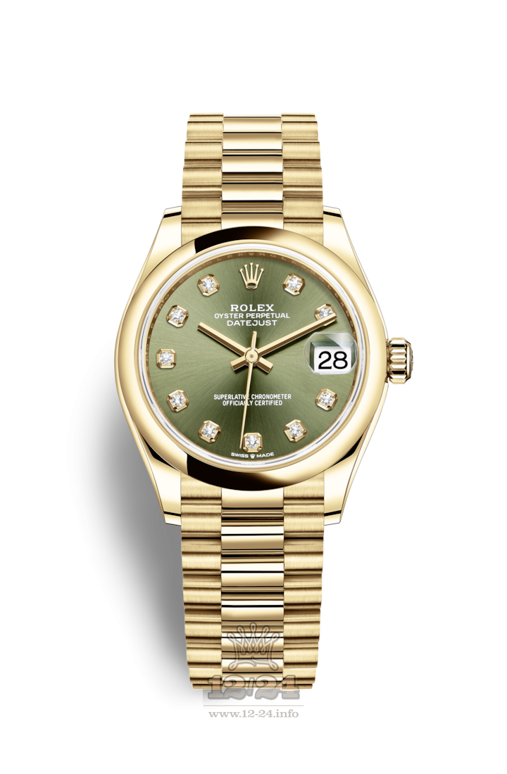 Rolex Datejust Watch 278248-0018 31 mm Yellow gold Case Green Dial