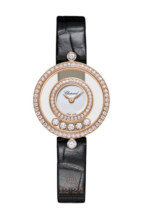 Chopard Happy Diamonds Watch 203957-5201 25 mm Pink gold Case White Dial
