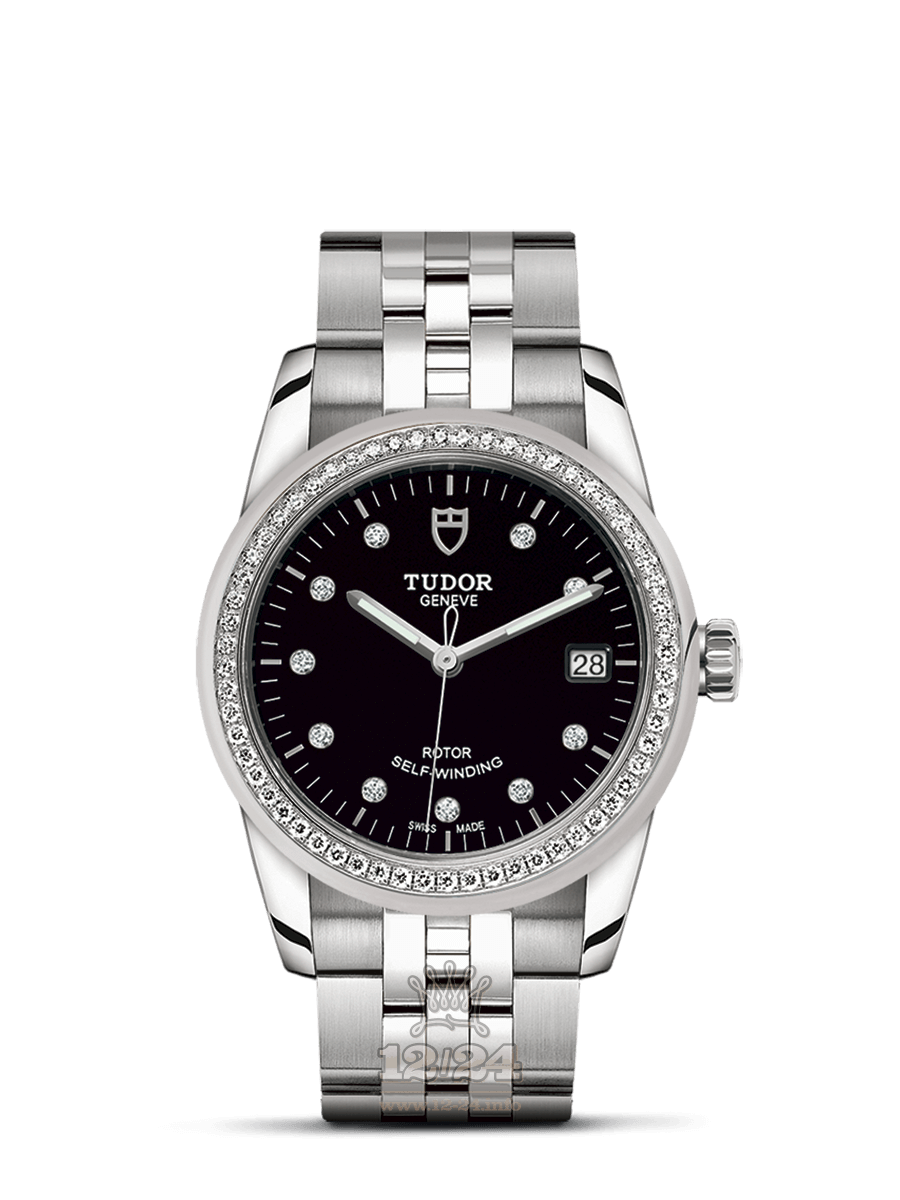 Tudor Glamour Watch M55020-0007 36 mm Stainless steel Case Black Dial