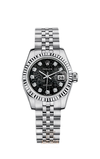 Rolex Lady-Datejust Watch 179174-0006 26 mm Steel / White gold Case Black Dial