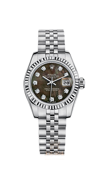 Rolex Lady-Datejust Watch 179174-0028 26 mm Steel / White gold Case Black Dial
