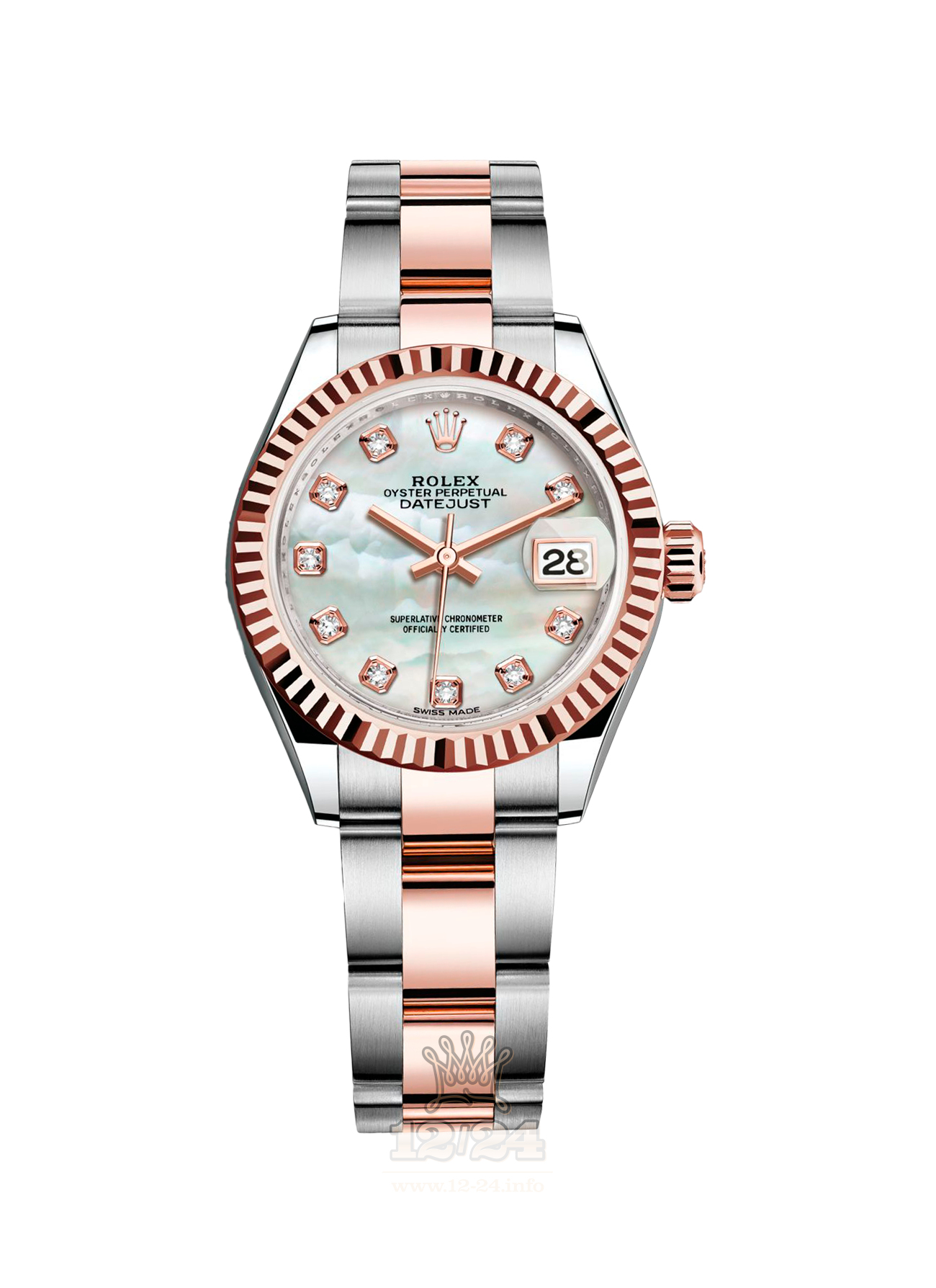 Rolex Datejust Watch 279171-0014 28 mm Steel / Pink gold Case White Dial