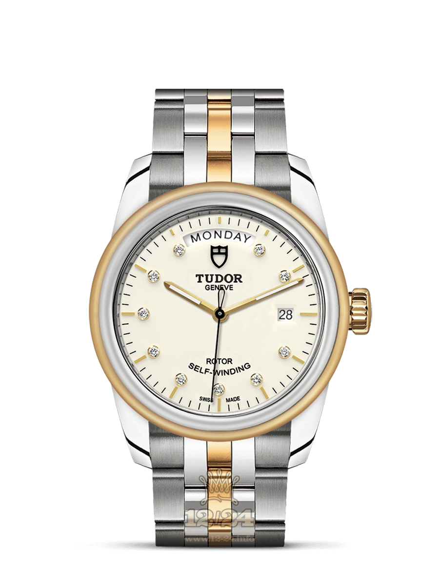 Tudor Glamour Watch M56003-0113 39 mm Stainless steel Yellow gold Case White Dial