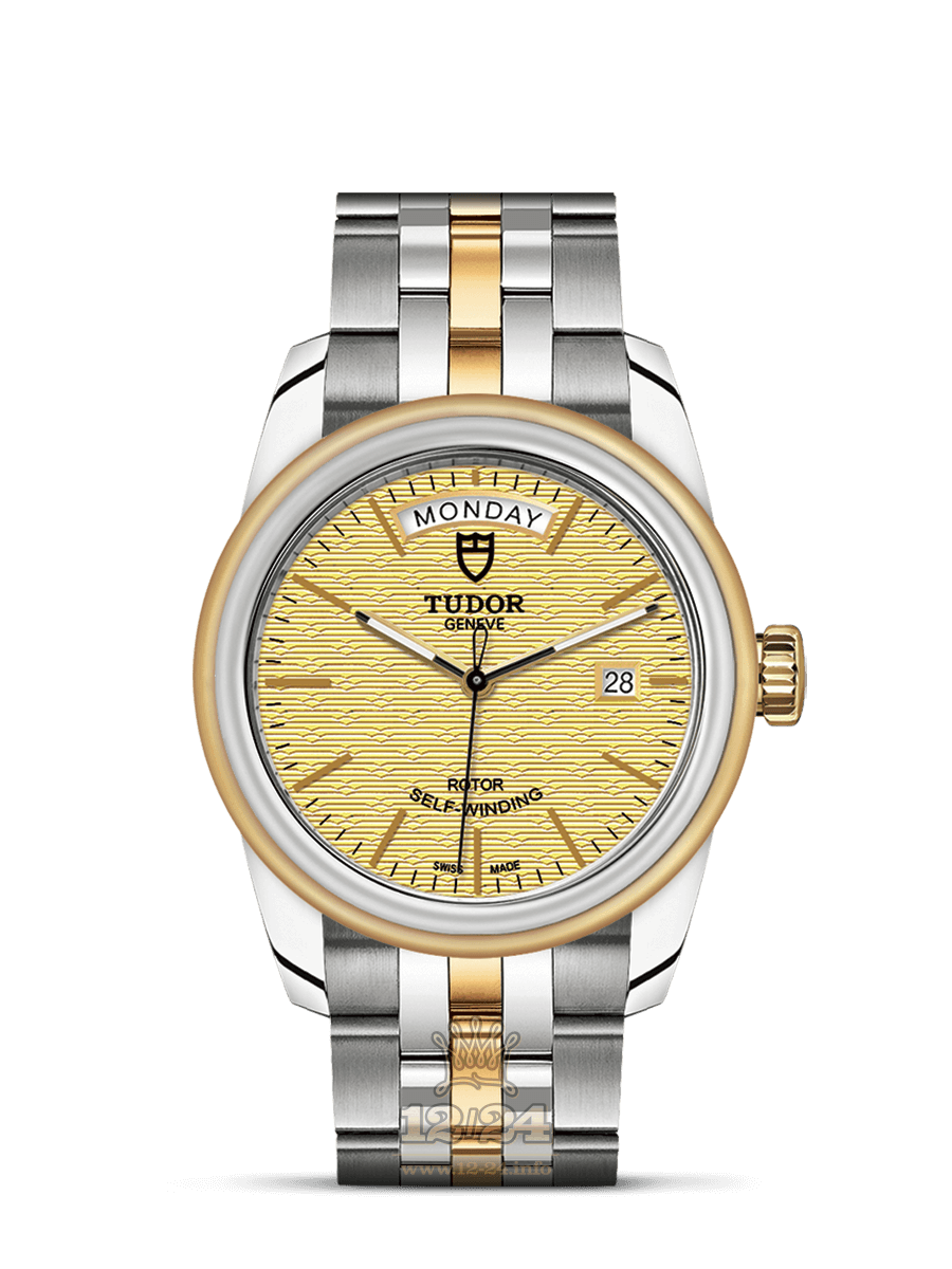 Tudor Glamour Watch M56003-0003 39 mm Stainless steel Yellow gold Case Golden Dial