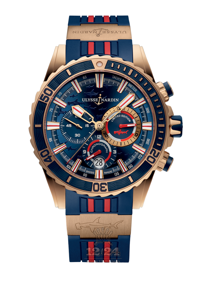 Ulysse Nardin Diver Watch 1502-151LE-3/93-HAMMER 44 mm Pink gold Case Dark blue Dial