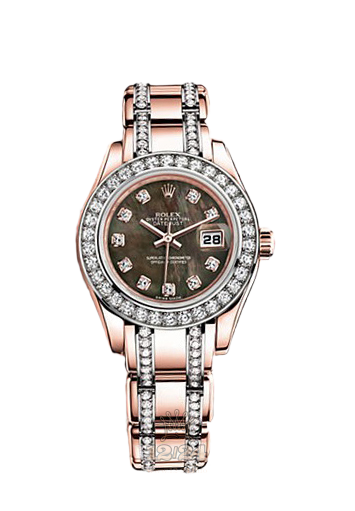 Rolex Pearlmaster Watch 80285-0026 29 mm Pink gold Case Black Dial