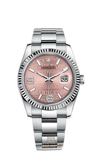 Rolex Datejust Watch 116234-0154 36 mm Steel / White gold Case Pink Dial