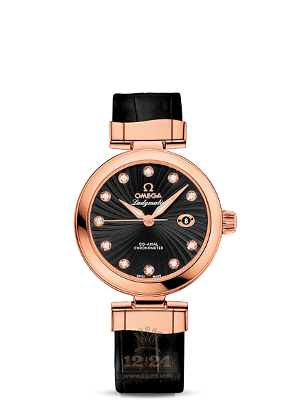 Omega Ladymatic Watch 425.63.34.20.51.001 34 mm Pink gold Ceramics Case Black Dial