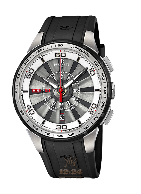 Perrelet Turbine Watch A1074/3 47 mm Stainless steel PVD coating Case Black Silver Dial