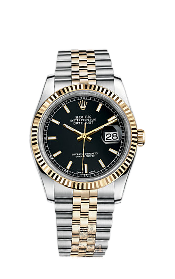 Rolex Datejust Watch 116233-0199 36 mm Steel / Yellow gold Case Black Dial