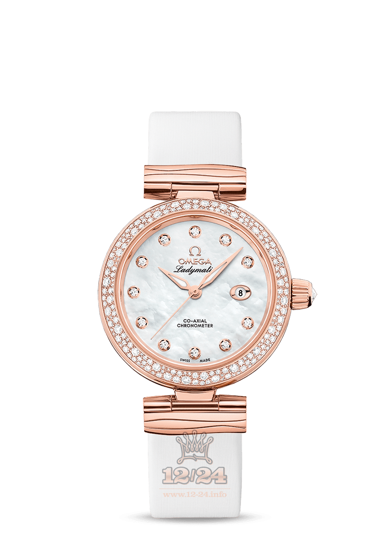 Omega Ladymatic Watch 425.67.34.20.55.008 34 mm Pink gold Case White Dial